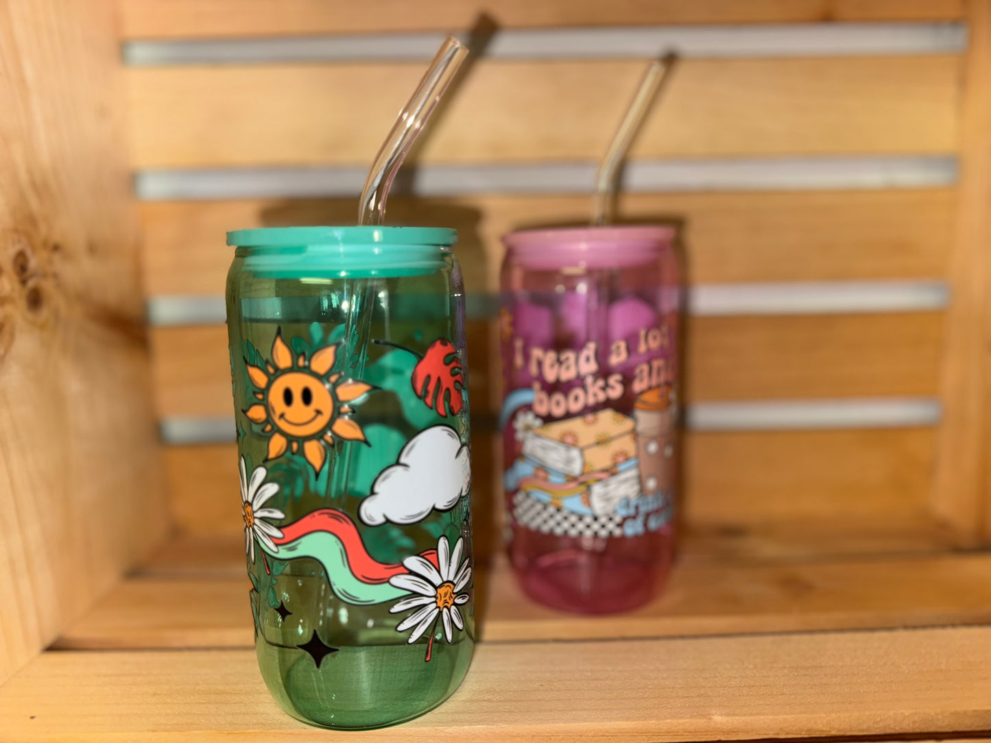Happy; Glass Can Tumbler