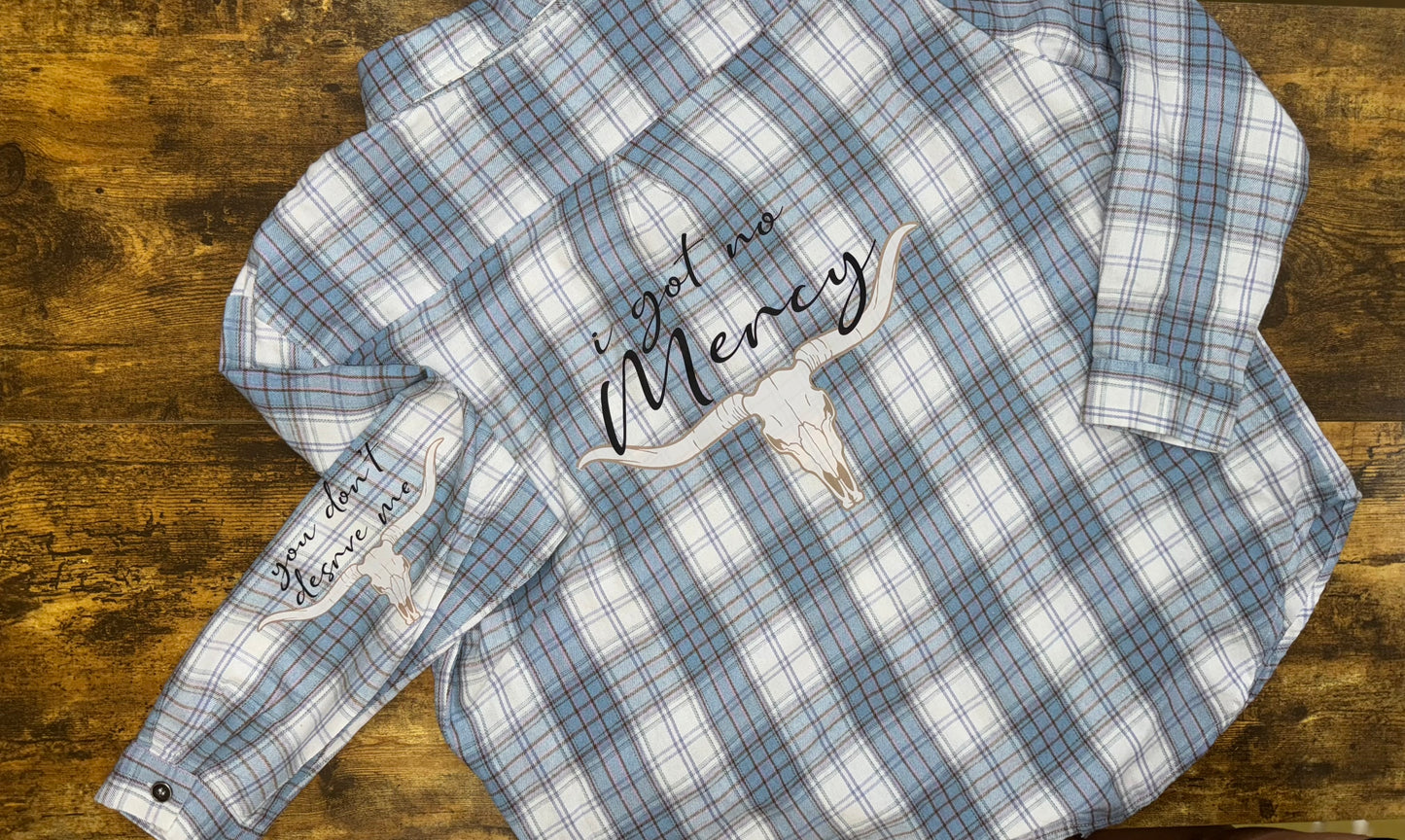 No Mercy Upcycled Flannel; XL