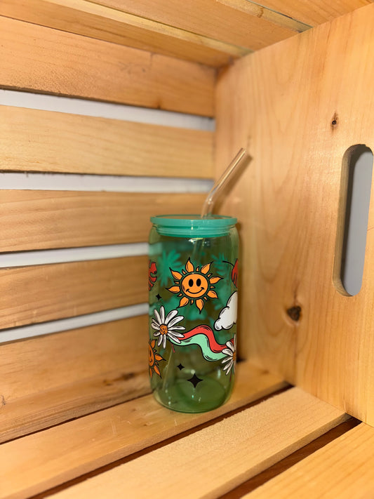Happy; Glass Can Tumbler