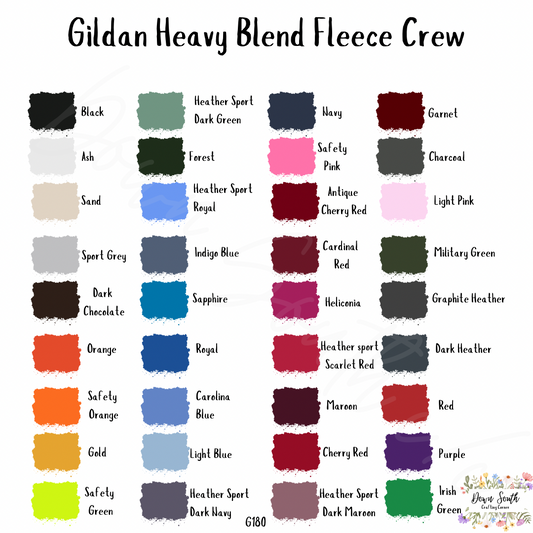 Gildan Heavy Blend Fleece Crew Colors